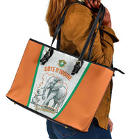 Ivory Coast Football Leather Tote Bag 2026 Cote d'Ivoire Les Elephants White Version - Wonder Print Shop