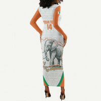 Custom Ivory Coast Football Long Sleeve Bodycon Dress 2026 Cote d'Ivoire Les Elephants White Version - Wonder Print Shop