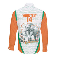 Custom Ivory Coast Football Long Sleeve Button Shirt 2026 Cote d'Ivoire Les Elephants White Version - Wonder Print Shop
