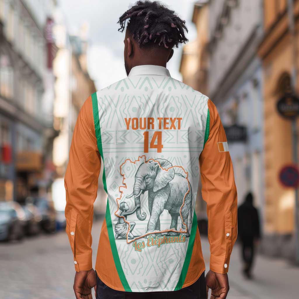 Custom Ivory Coast Football Long Sleeve Button Shirt 2026 Cote d'Ivoire Les Elephants White Version - Wonder Print Shop