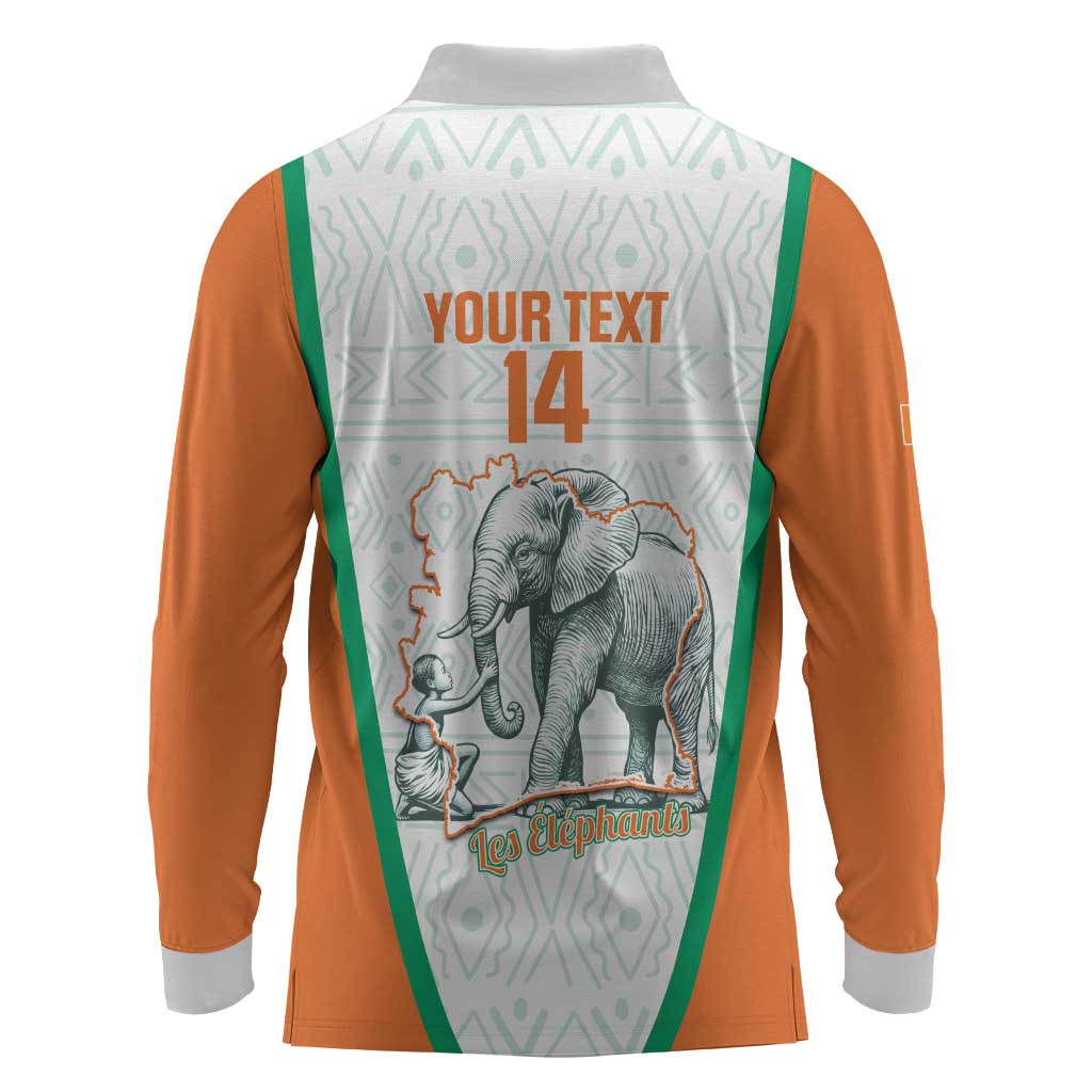 Custom Ivory Coast Football Long Sleeve Polo Shirt 2026 Cote d'Ivoire Les Elephants White Version - Wonder Print Shop