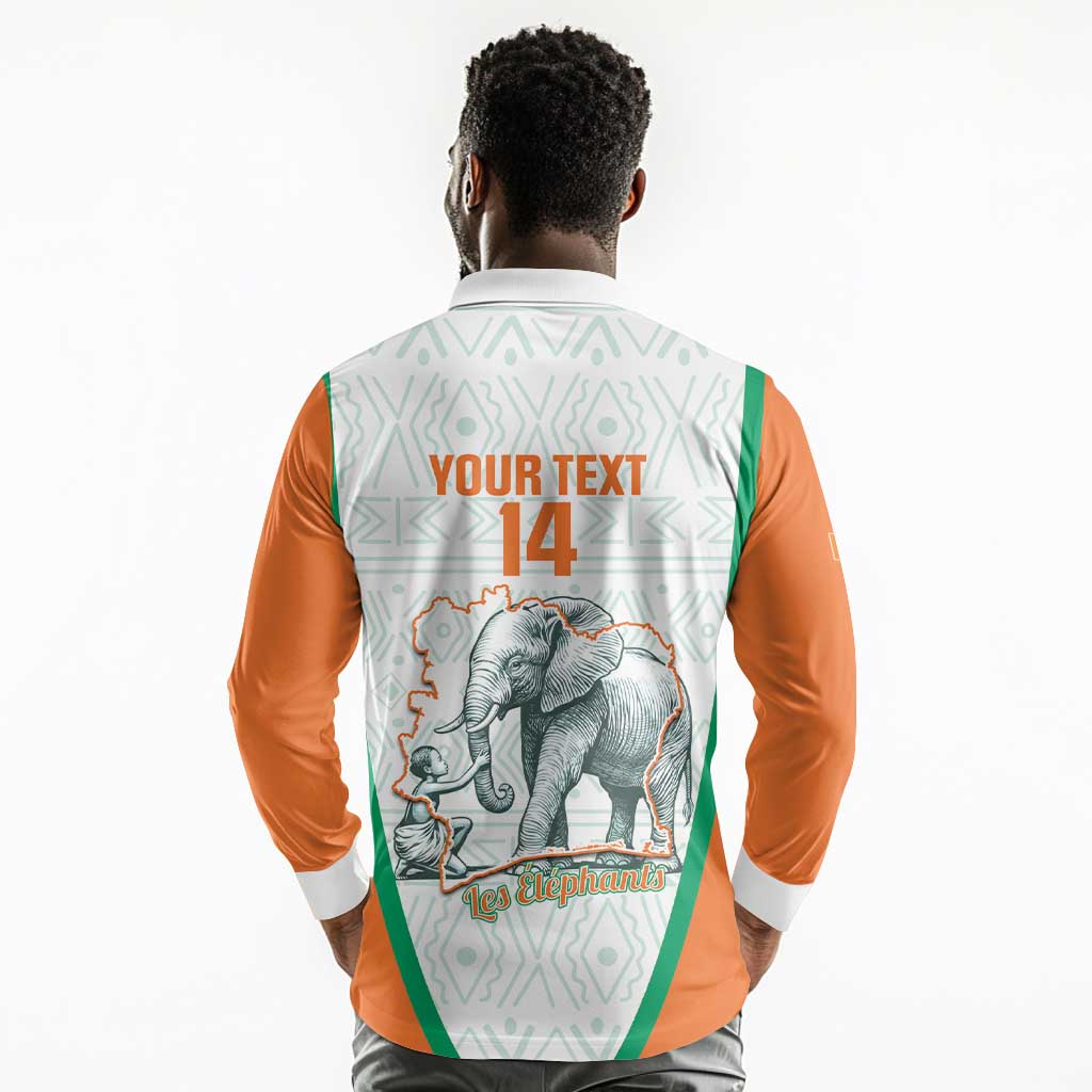 Custom Ivory Coast Football Long Sleeve Polo Shirt 2026 Cote d'Ivoire Les Elephants White Version - Wonder Print Shop