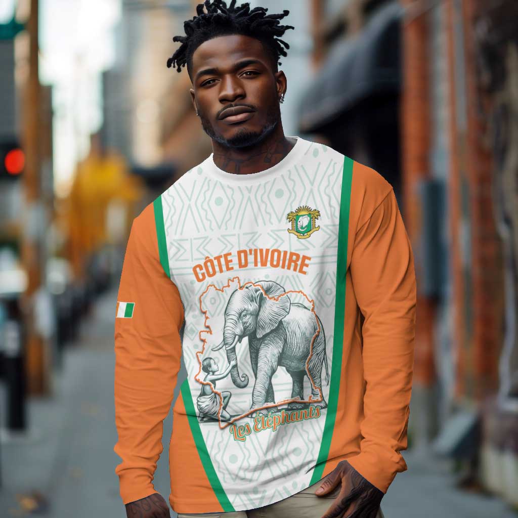 Custom Ivory Coast Football Long Sleeve Shirt 2026 Cote d'Ivoire Les Elephants White Version - Wonder Print Shop