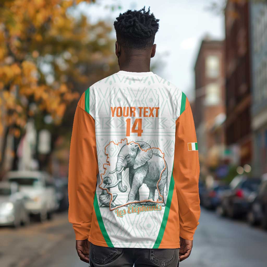 Custom Ivory Coast Football Long Sleeve Shirt 2026 Cote d'Ivoire Les Elephants White Version - Wonder Print Shop