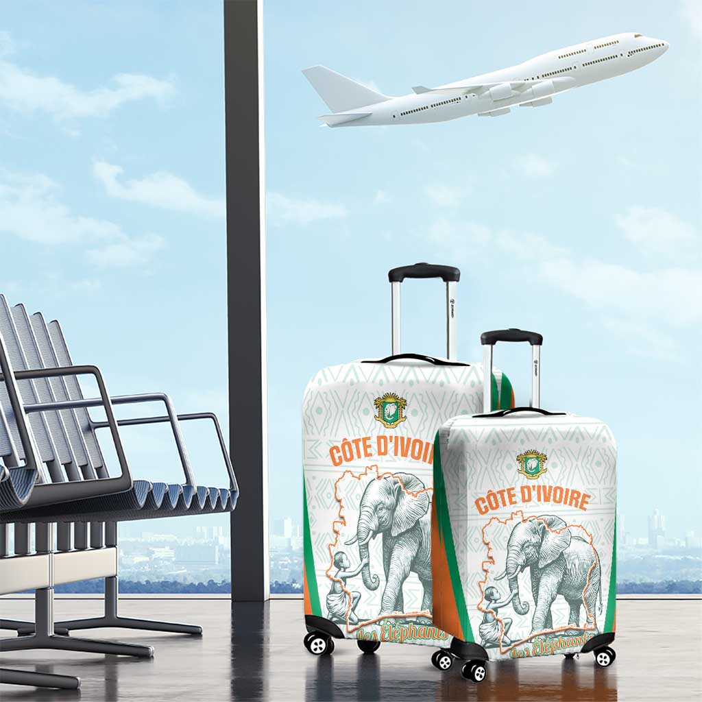 Ivory Coast Football Luggage Cover 2026 Cote d'Ivoire Les Elephants White Version - Wonder Print Shop