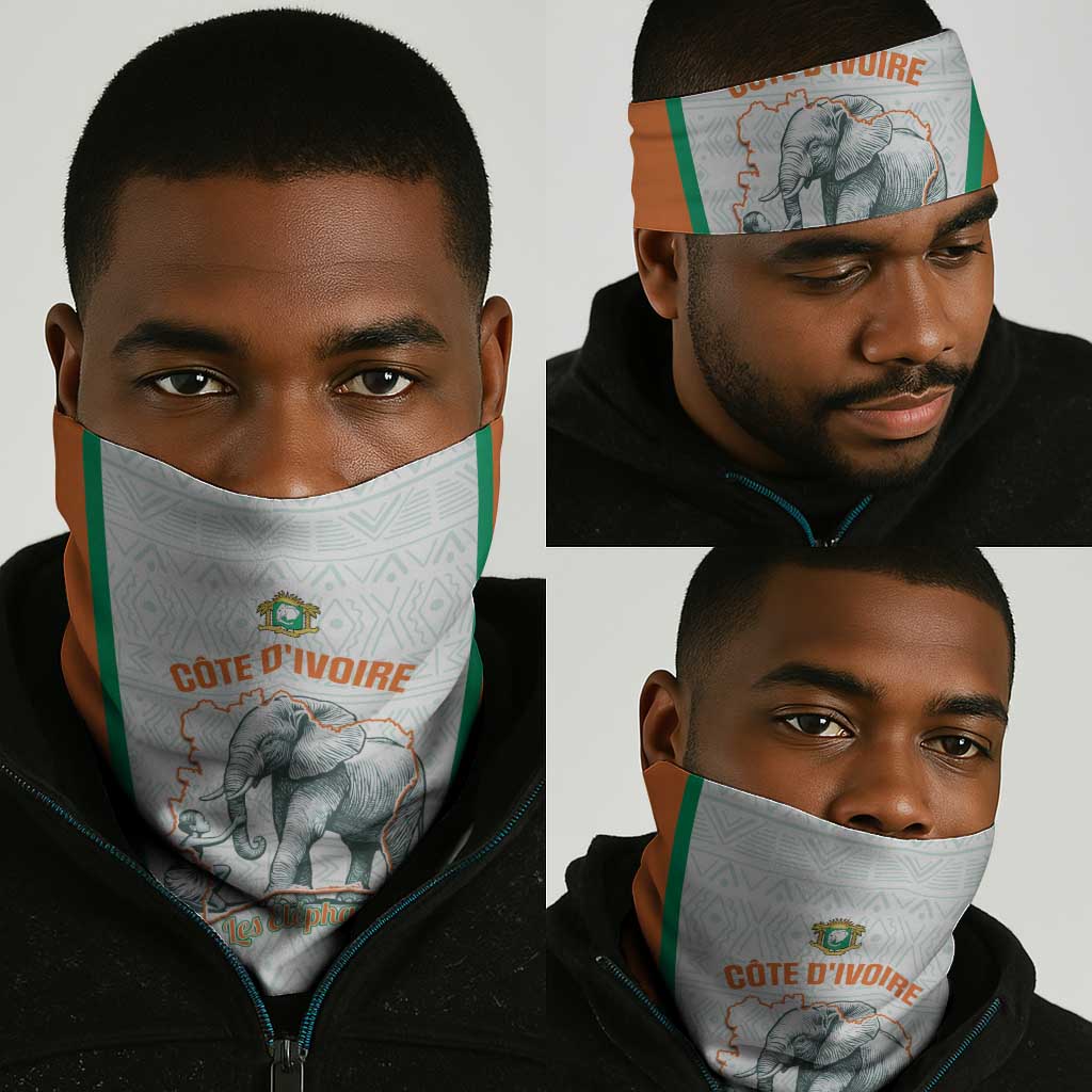 Ivory Coast Football Neck Gaiter 2026 Cote d'Ivoire Les Elephants White Version - Wonder Print Shop