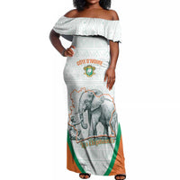 Custom Ivory Coast Football Off Shoulder Maxi Dress 2026 Cote d'Ivoire Les Elephants White Version - Wonder Print Shop