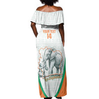 Custom Ivory Coast Football Off Shoulder Maxi Dress 2026 Cote d'Ivoire Les Elephants White Version - Wonder Print Shop