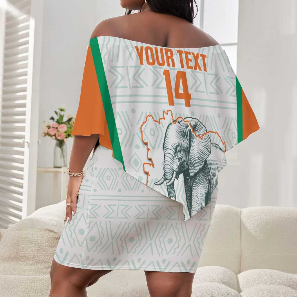 Custom Ivory Coast Football Off Shoulder Short Dress 2026 Cote d'Ivoire Les Elephants White Version - Wonder Print Shop