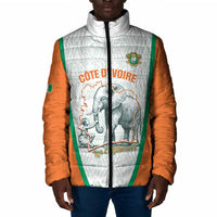Custom Ivory Coast Football Padded Jacket 2026 Cote d'Ivoire Les Elephants White Version - Wonder Print Shop