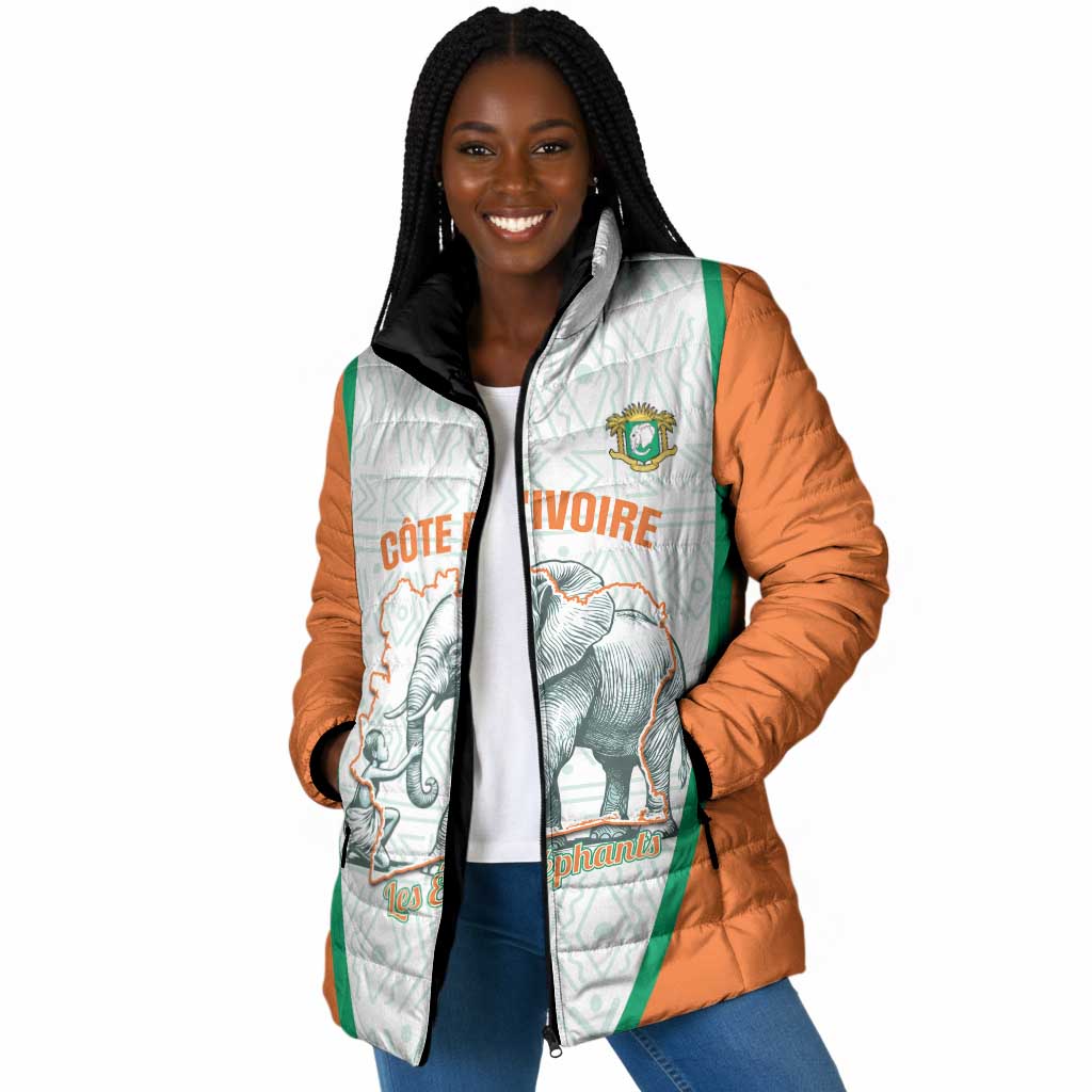 Custom Ivory Coast Football Padded Jacket 2026 Cote d'Ivoire Les Elephants White Version - Wonder Print Shop