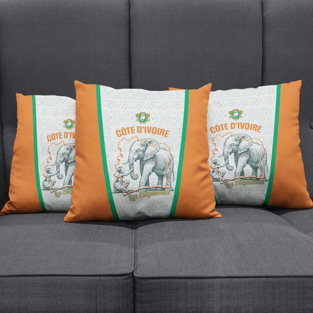 Ivory Coast Football Pillow Cover 2026 Cote d'Ivoire Les Elephants White Version - Wonder Print Shop