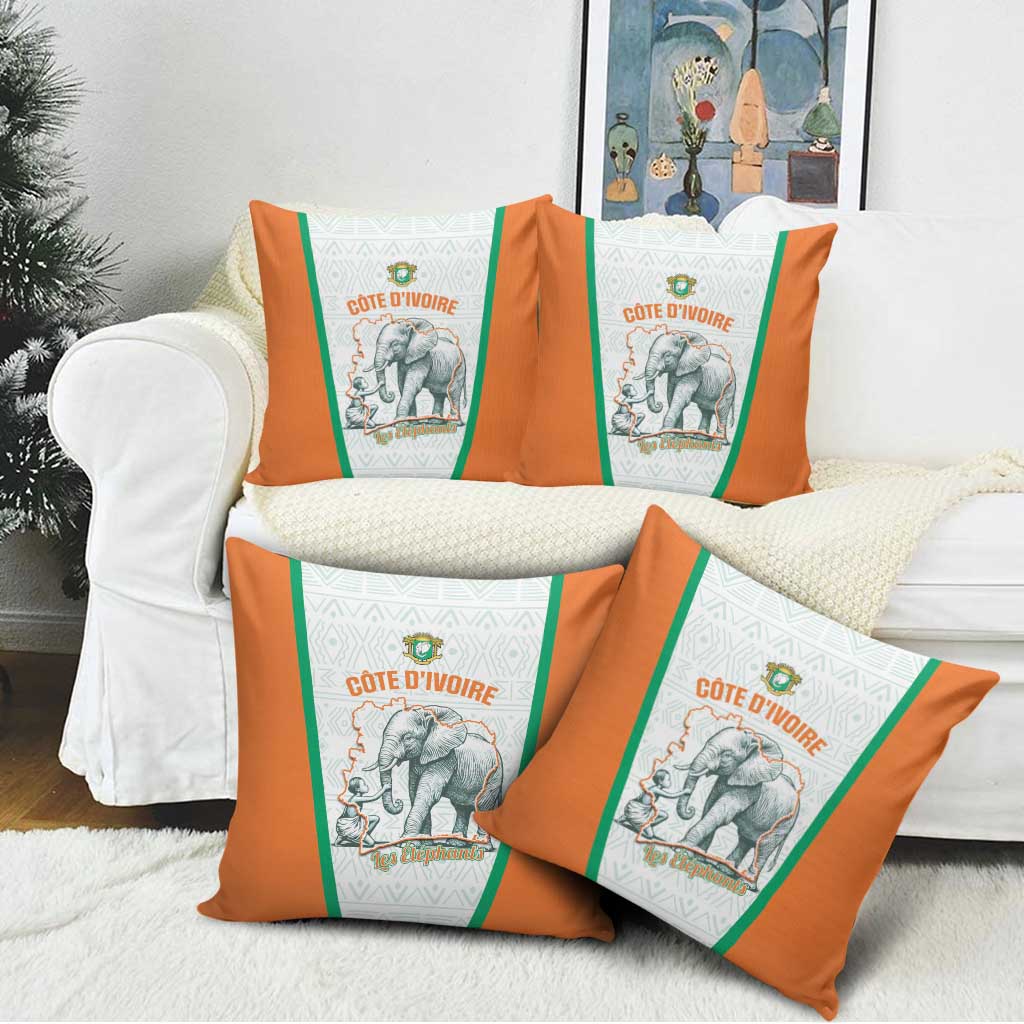 Ivory Coast Football Pillow Cover 2026 Cote d'Ivoire Les Elephants White Version - Wonder Print Shop