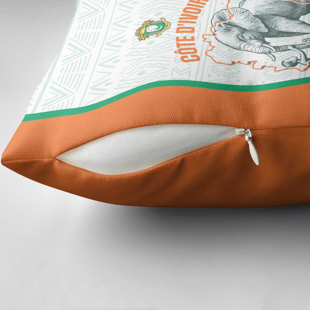 Ivory Coast Football Pillow Cover 2026 Cote d'Ivoire Les Elephants White Version - Wonder Print Shop