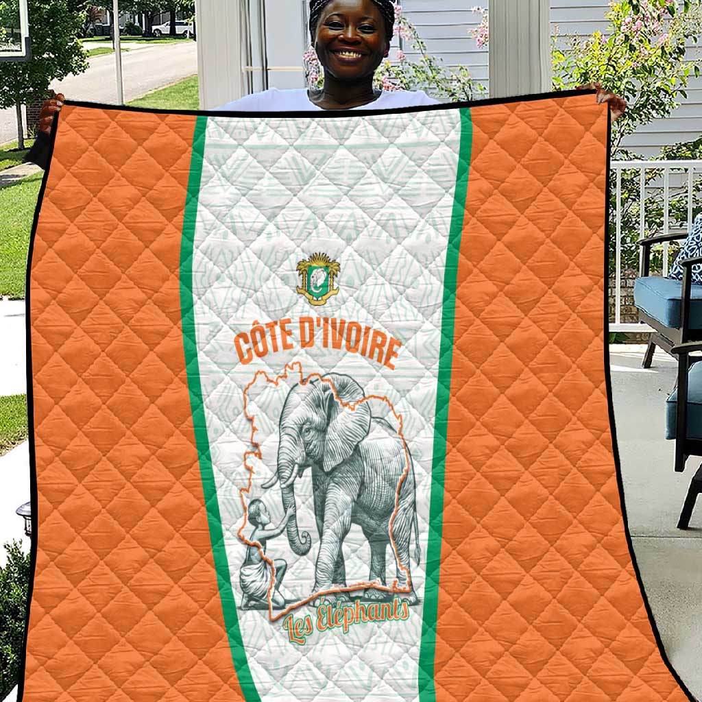 Ivory Coast Football Quilt 2026 Cote d'Ivoire Les Elephants White Version - Wonder Print Shop