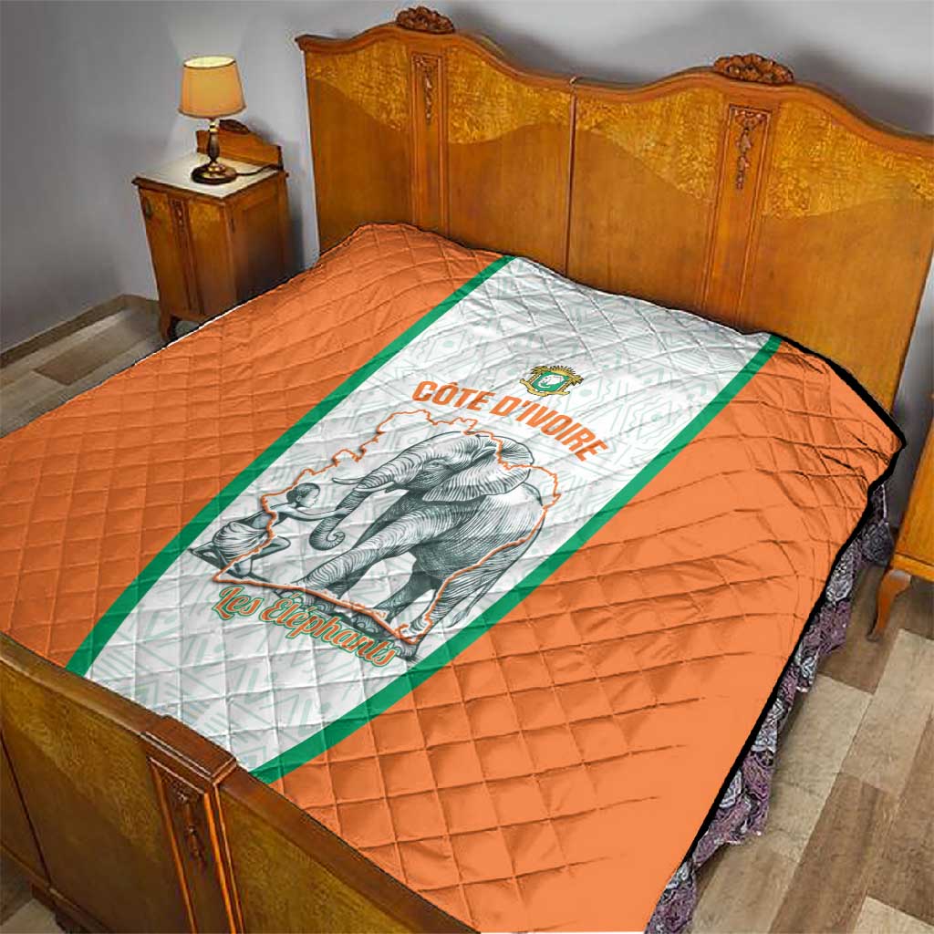 Ivory Coast Football Quilt 2026 Cote d'Ivoire Les Elephants White Version - Wonder Print Shop
