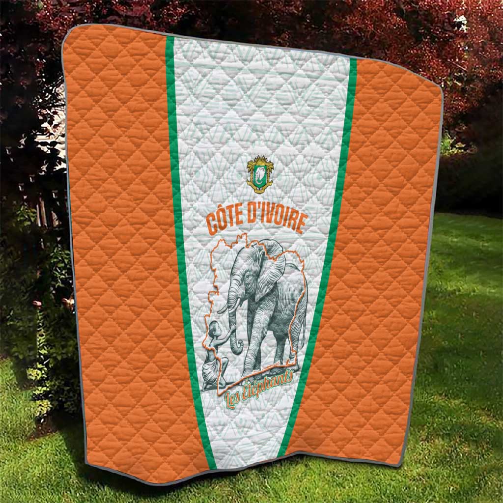 Ivory Coast Football Quilt 2026 Cote d'Ivoire Les Elephants White Version - Wonder Print Shop