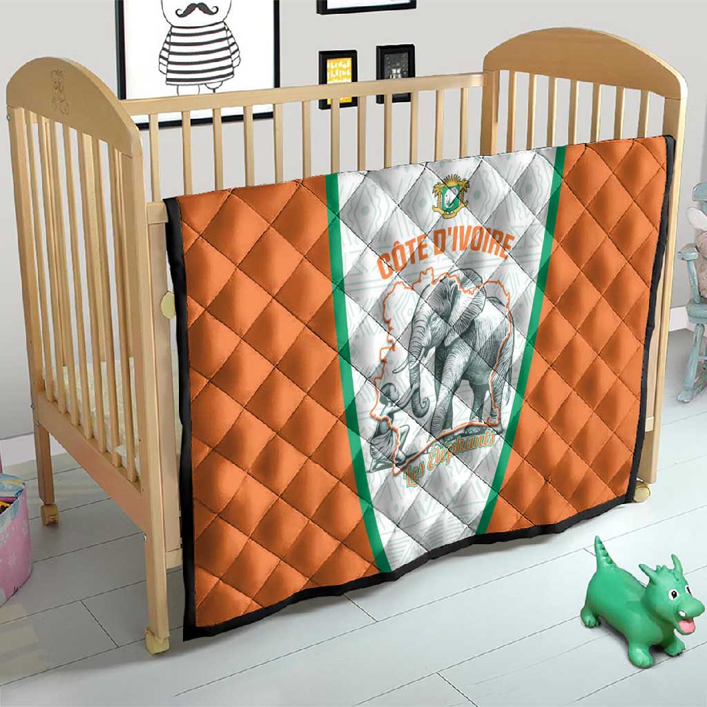 Ivory Coast Football Quilt 2026 Cote d'Ivoire Les Elephants White Version - Wonder Print Shop