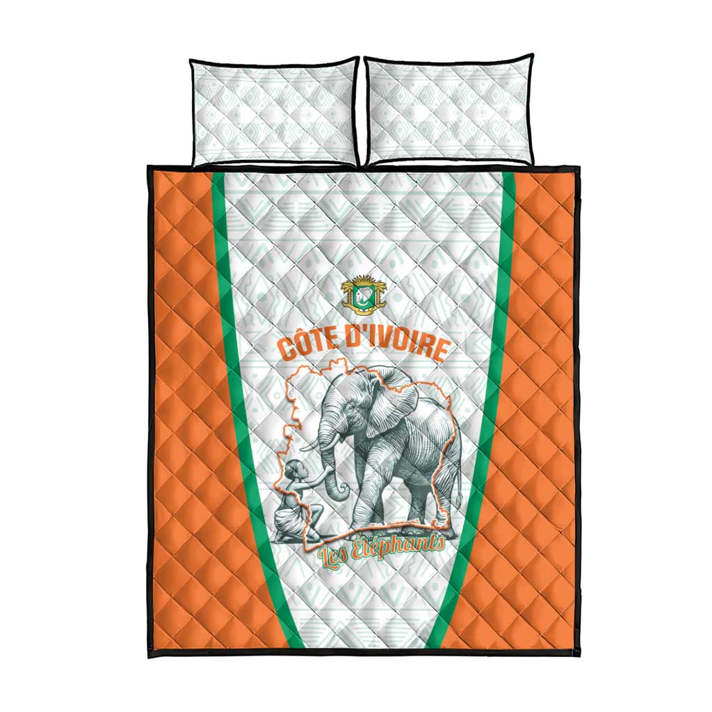 Ivory Coast Football Quilt Bed Set 2026 Cote d'Ivoire Les Elephants White Version - Wonder Print Shop