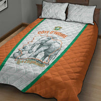 Ivory Coast Football Quilt Bed Set 2026 Cote d'Ivoire Les Elephants White Version - Wonder Print Shop