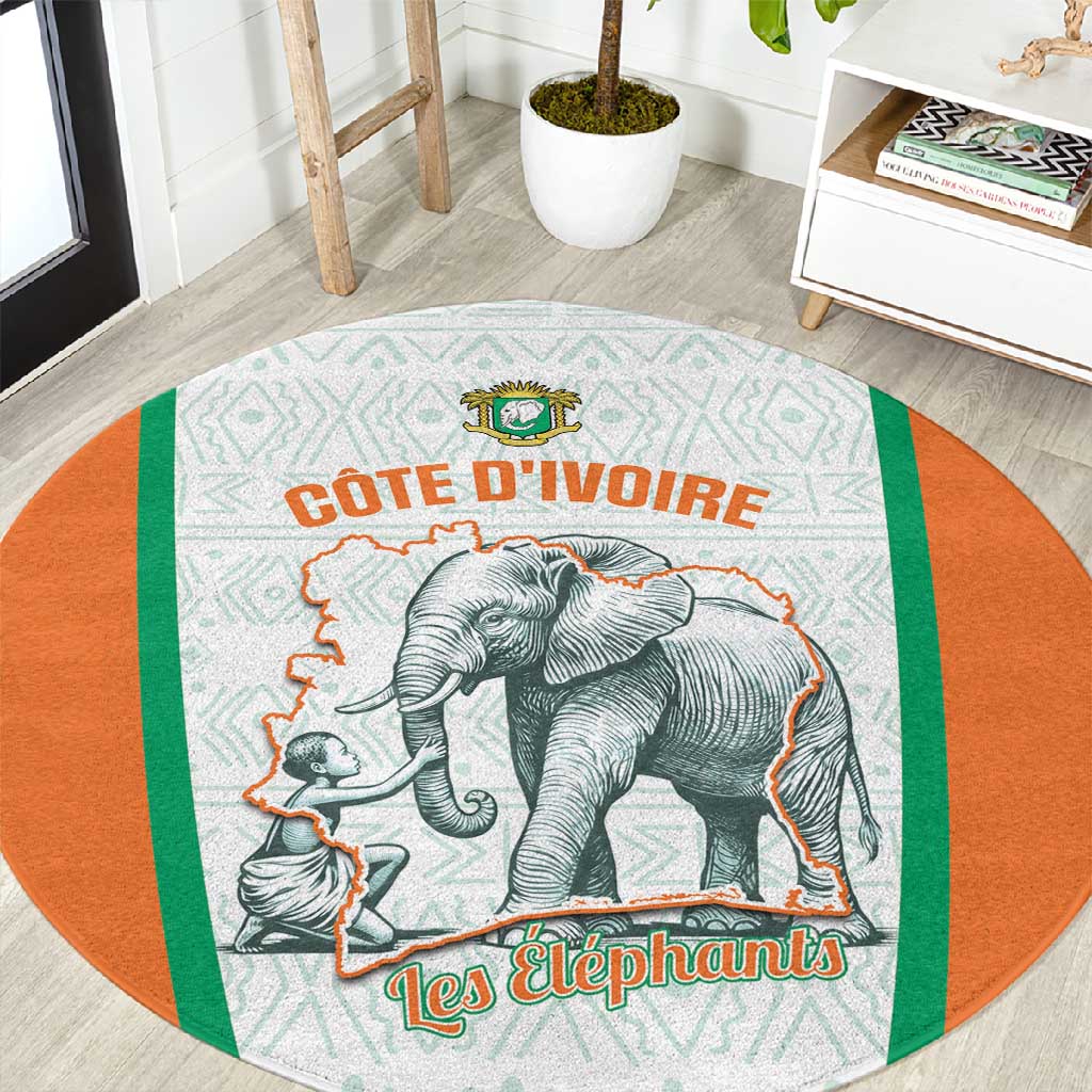 Ivory Coast Football Round Carpet 2026 Cote d'Ivoire Les Elephants White Version - Wonder Print Shop