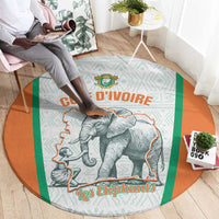 Ivory Coast Football Round Carpet 2026 Cote d'Ivoire Les Elephants White Version - Wonder Print Shop