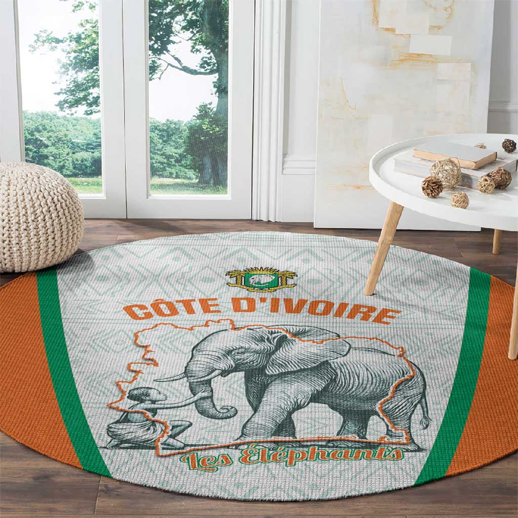 Ivory Coast Football Round Carpet 2026 Cote d'Ivoire Les Elephants White Version - Wonder Print Shop