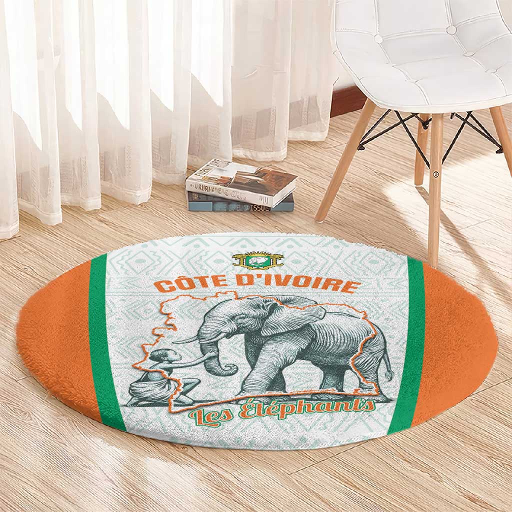 Ivory Coast Football Round Carpet 2026 Cote d'Ivoire Les Elephants White Version - Wonder Print Shop