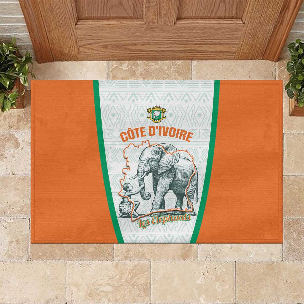 Ivory Coast Football Rubber Doormat 2026 Cote d'Ivoire Les Elephants White Version - Wonder Print Shop