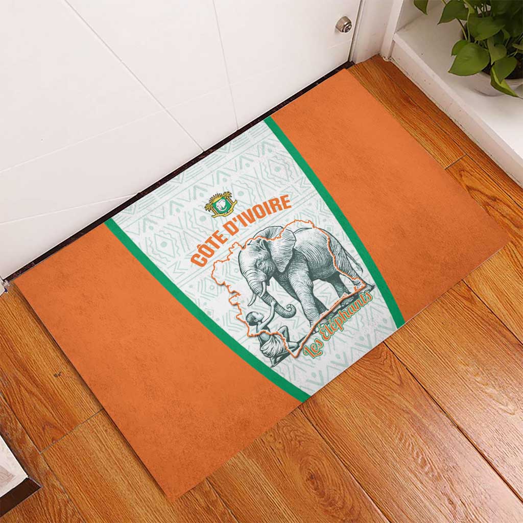Ivory Coast Football Rubber Doormat 2026 Cote d'Ivoire Les Elephants White Version - Wonder Print Shop