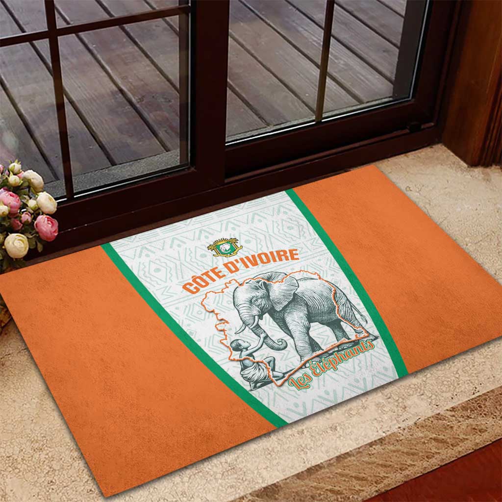 Ivory Coast Football Rubber Doormat 2026 Cote d'Ivoire Les Elephants White Version - Wonder Print Shop