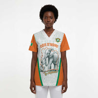 Custom Ivory Coast Football Scrub Top 2026 Cote d'Ivoire Les Elephants White Version - Wonder Print Shop