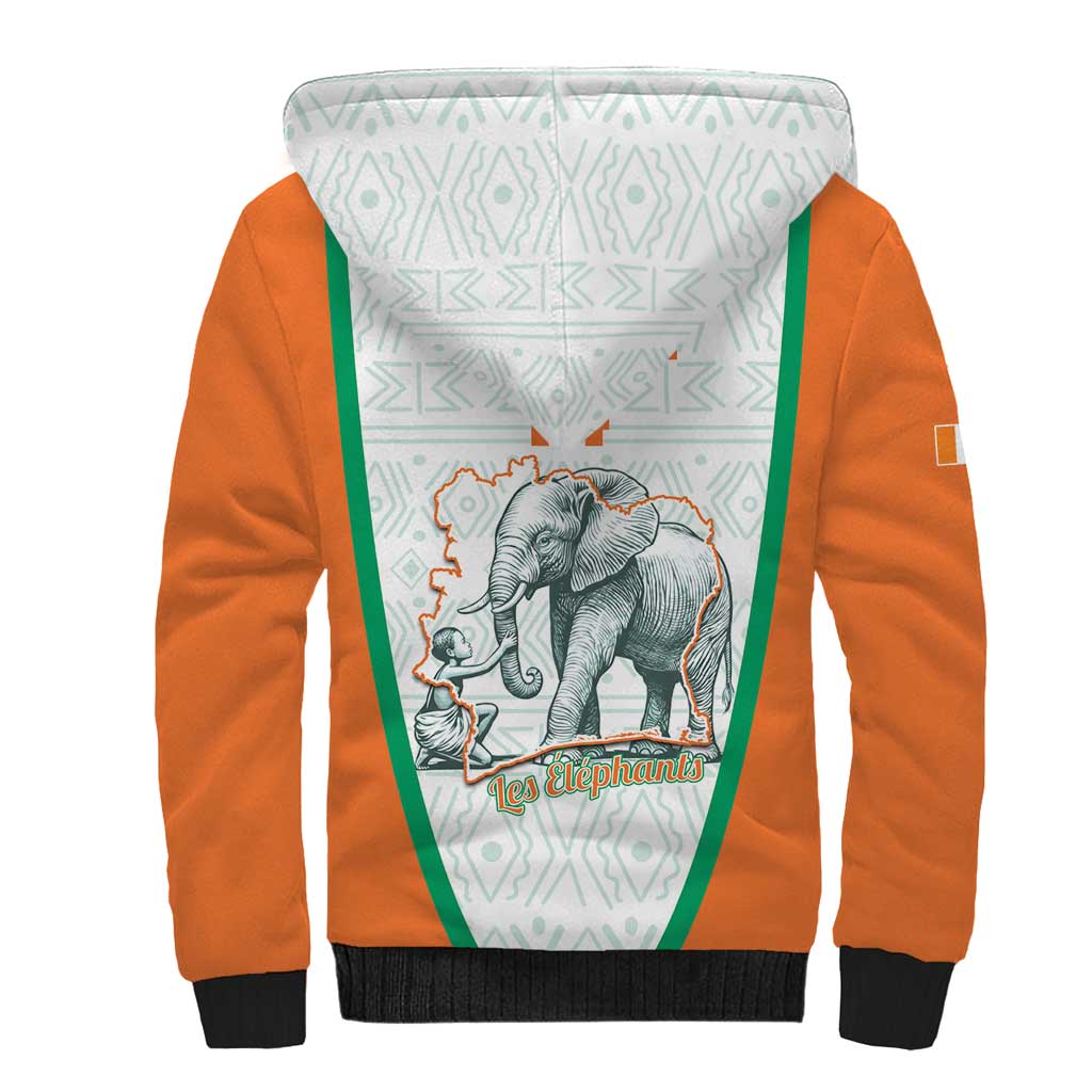 Custom Ivory Coast Football Sherpa Hoodie 2026 Cote d'Ivoire Les Elephants White Version - Wonder Print Shop