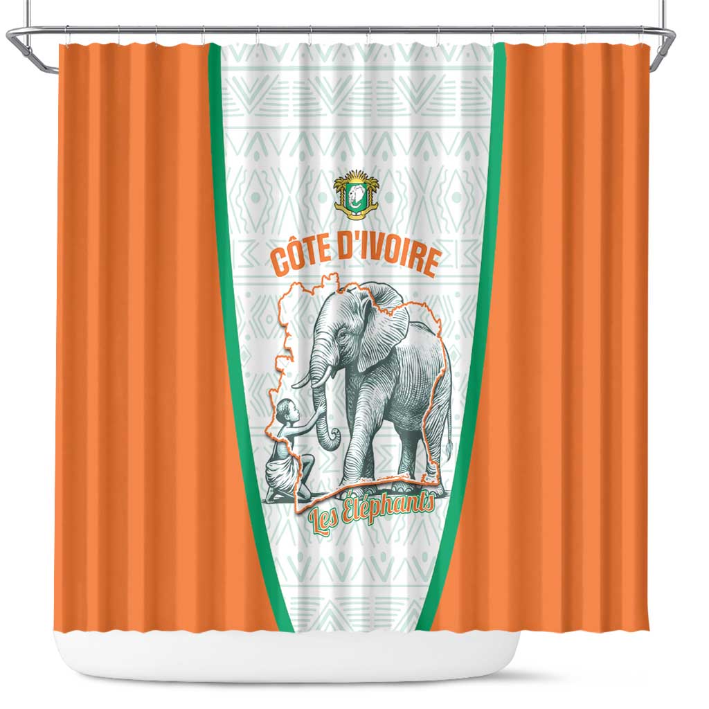 Ivory Coast Football Shower Curtain 2026 Cote d'Ivoire Les Elephants White Version - Wonder Print Shop