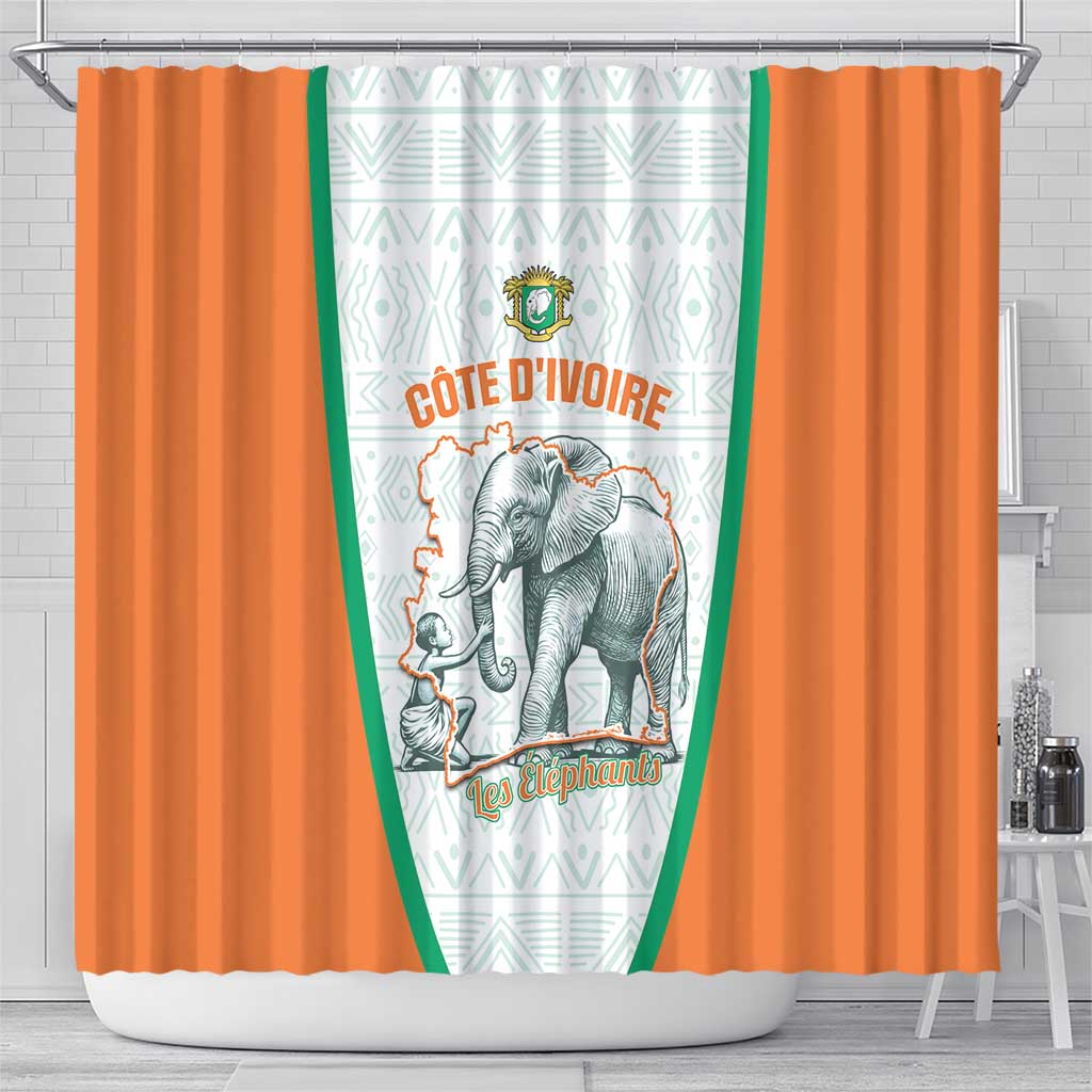 Ivory Coast Football Shower Curtain 2026 Cote d'Ivoire Les Elephants White Version - Wonder Print Shop
