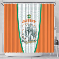Ivory Coast Football Shower Curtain 2026 Cote d'Ivoire Les Elephants White Version - Wonder Print Shop