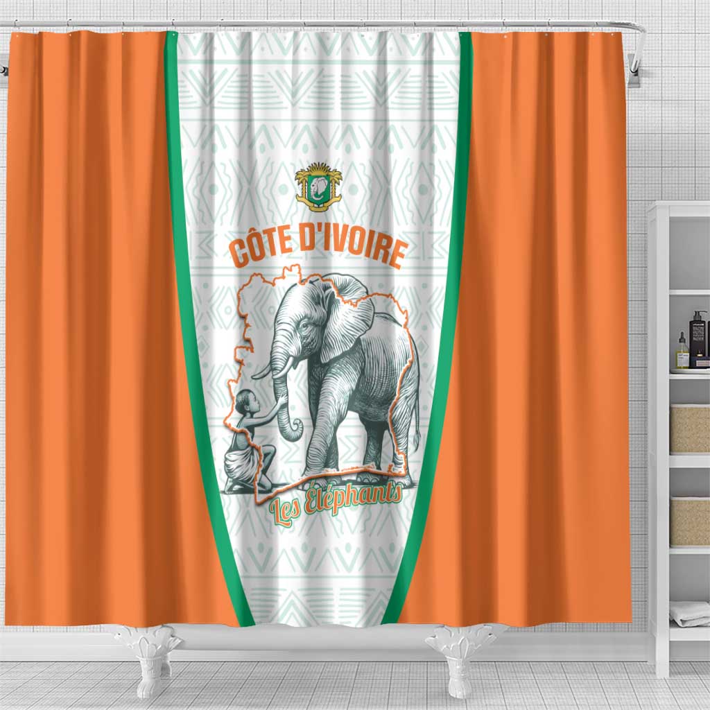 Ivory Coast Football Shower Curtain 2026 Cote d'Ivoire Les Elephants White Version - Wonder Print Shop