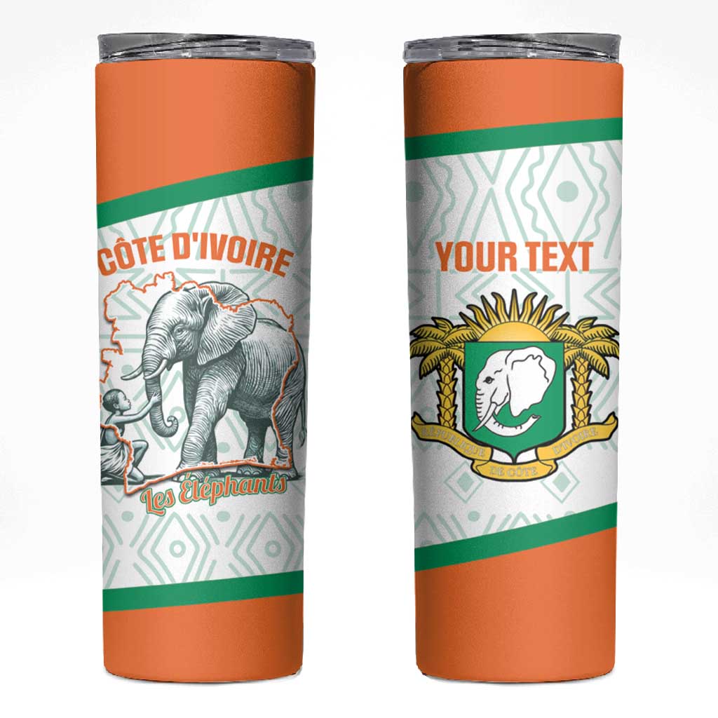 Custom Ivory Coast Football Skinny Tumbler 2026 Cote d'Ivoire Les Elephants White Version - Wonder Print Shop