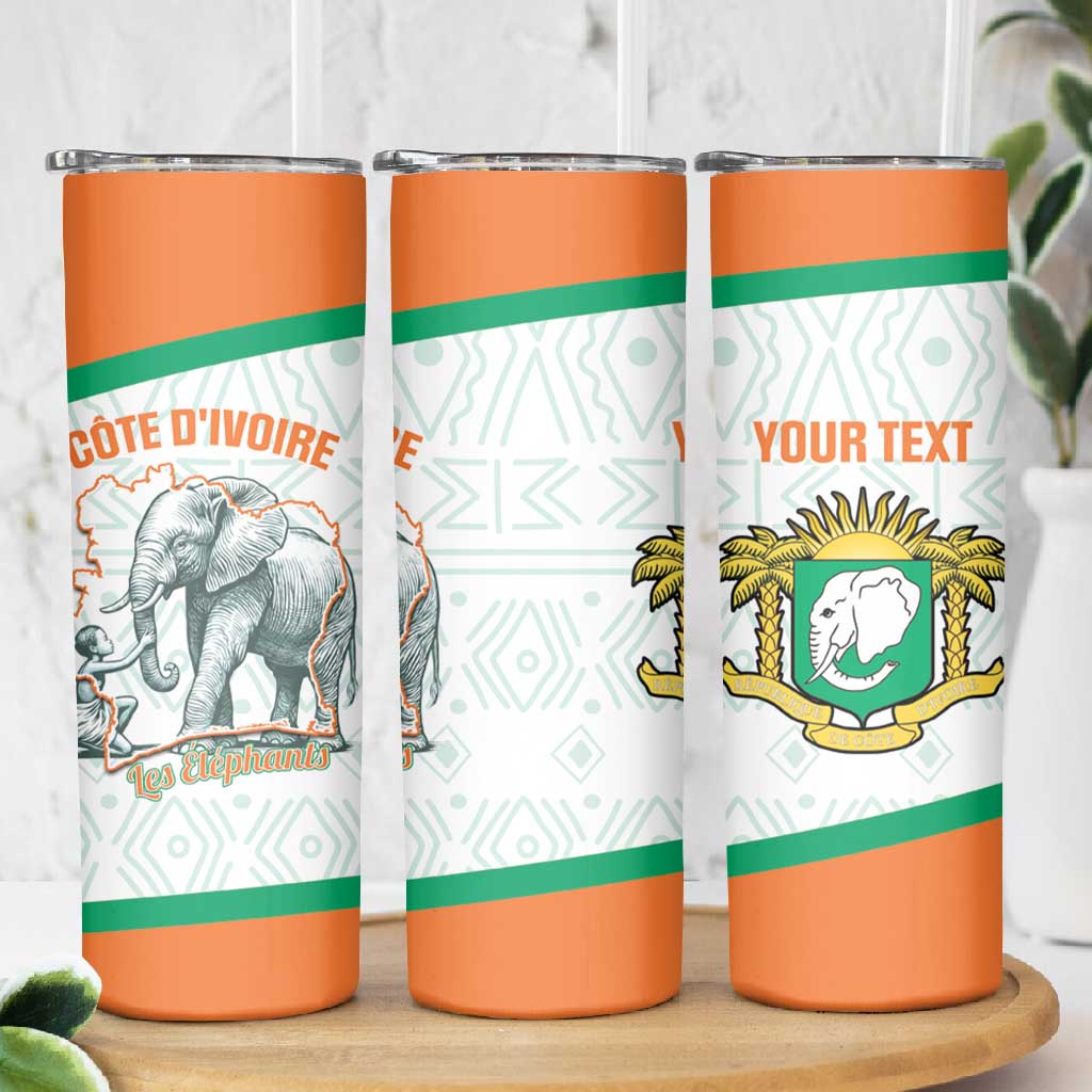 Custom Ivory Coast Football Skinny Tumbler 2026 Cote d'Ivoire Les Elephants White Version - Wonder Print Shop
