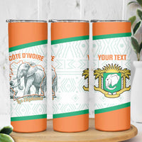 Custom Ivory Coast Football Skinny Tumbler 2026 Cote d'Ivoire Les Elephants White Version - Wonder Print Shop