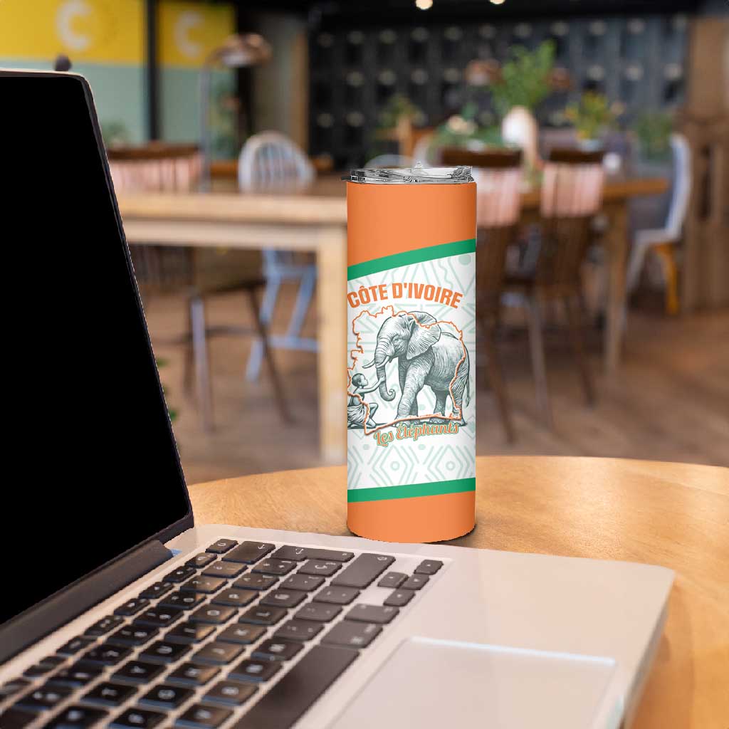 Custom Ivory Coast Football Skinny Tumbler 2026 Cote d'Ivoire Les Elephants White Version - Wonder Print Shop