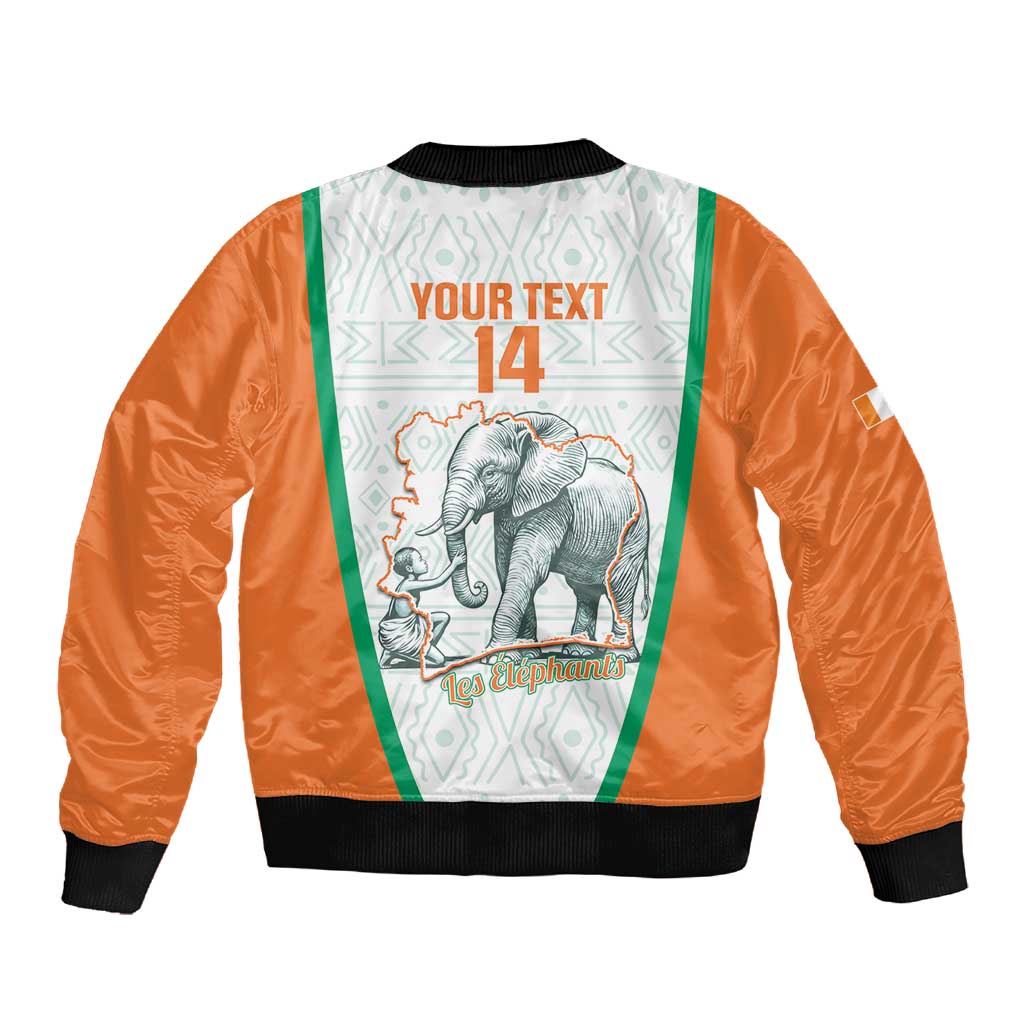 Custom Ivory Coast Football Sleeve Zip Bomber Jacket 2026 Cote d'Ivoire Les Elephants White Version - Wonder Print Shop