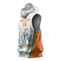 Custom Ivory Coast Football Sleeveless Hoodie 2026 Cote d'Ivoire Les Elephants White Version - Wonder Print Shop