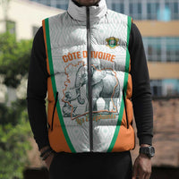 Custom Ivory Coast Football Sleeveless Puffer Jacket 2026 Cote d'Ivoire Les Elephants White Version - Wonder Print Shop