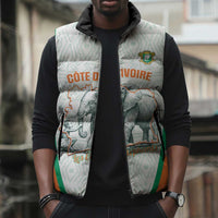 Custom Ivory Coast Football Sleeveless Puffer Jacket 2026 Cote d'Ivoire Les Elephants White Version - Wonder Print Shop