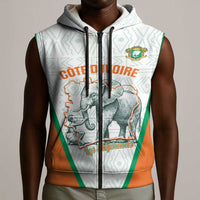Custom Ivory Coast Football Sleeveless Zip Hoodie 2026 Cote d'Ivoire Les Elephants White Version - Wonder Print Shop