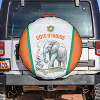 Ivory Coast Football Spare Tire Cover 2026 Cote d'Ivoire Les Elephants White Version - Wonder Print Shop