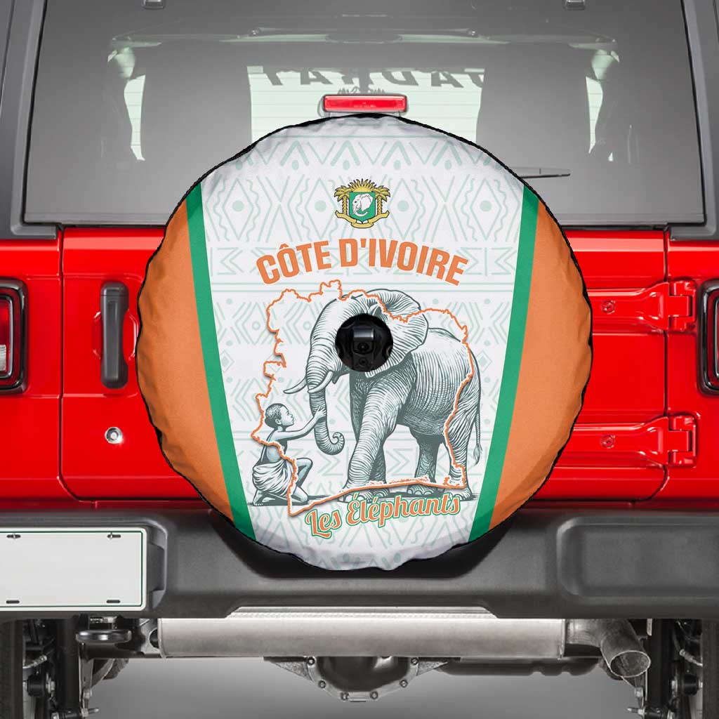 Ivory Coast Football Spare Tire Cover 2026 Cote d'Ivoire Les Elephants White Version - Wonder Print Shop