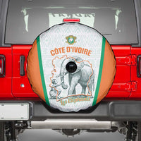 Ivory Coast Football Spare Tire Cover 2026 Cote d'Ivoire Les Elephants White Version - Wonder Print Shop
