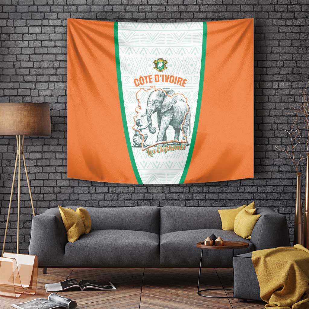 Ivory Coast Football Tapestry 2026 Cote d'Ivoire Les Elephants White Version - Wonder Print Shop
